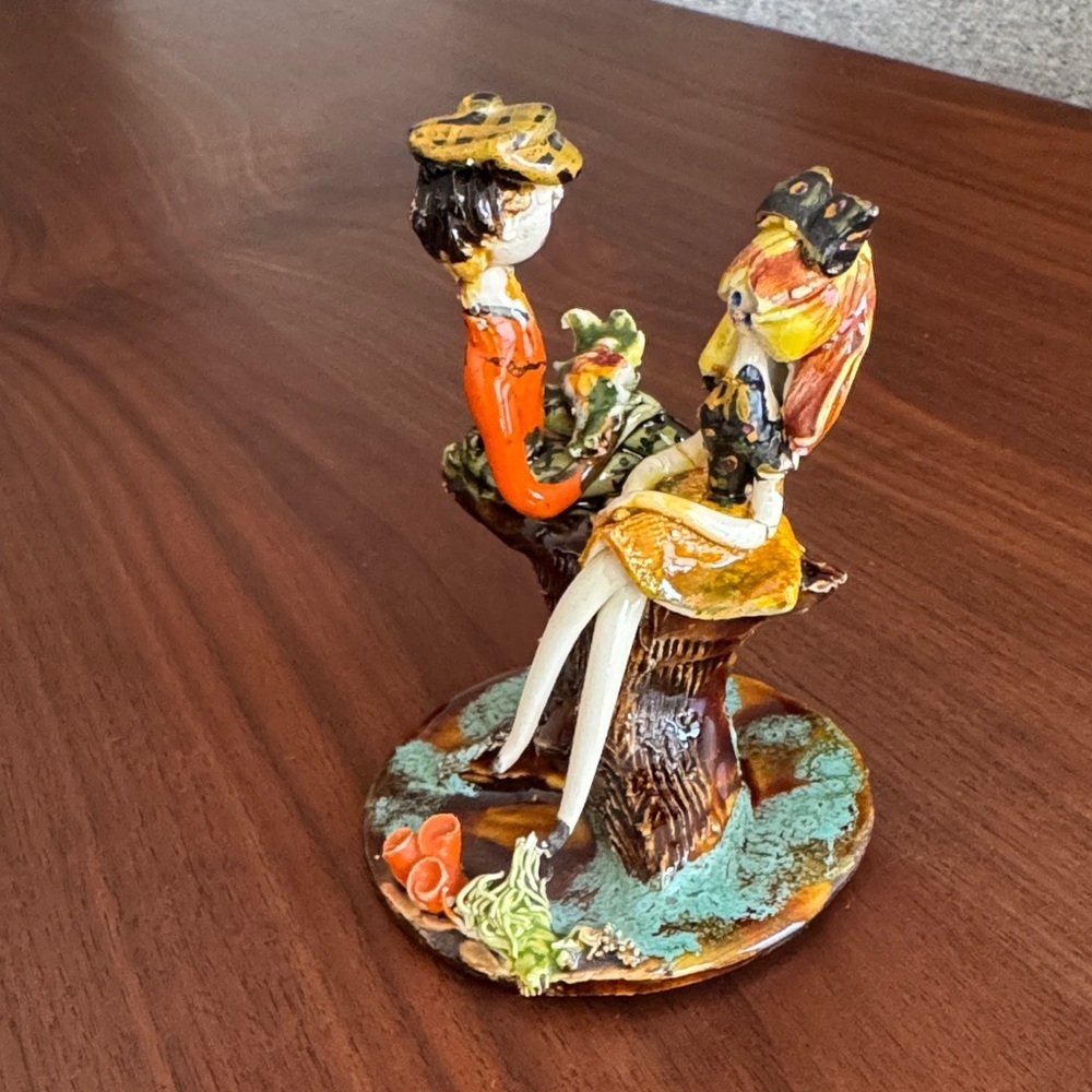 LUCIEN NEUQUELMAN French Porcelain Figural Grouping, vintage, MCM, majolica, - Picture 3 of 8